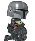 Star Wars: The Mandalorian and Grogu POP! Rides Deluxe Figure in Vinile Bobblehead - Il Mandaloriano con Grogu su AT-RT dell'Impero Remnant, 9 cm, Funko
