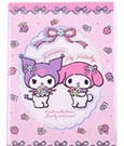 Quaderno Sanrio Kuromi & My Melody con motivo floreale pastello e olografico a scacchi, formato A5