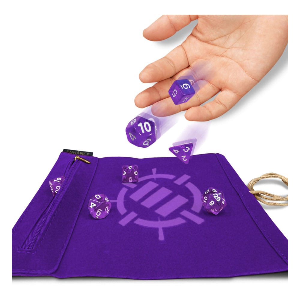 Enhance - Tabletop Roll on a Scroll Bag with Dice Purple