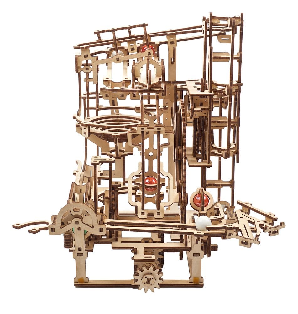 Ugears Marble Run Stepped Hoist, modellino in legno con biglie, 355 pezzi