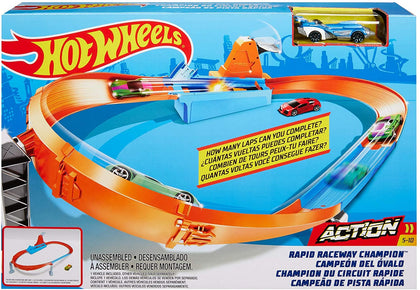 Mattel - Hot Wheels - Pista Sfida di velocità e Curva Estrema