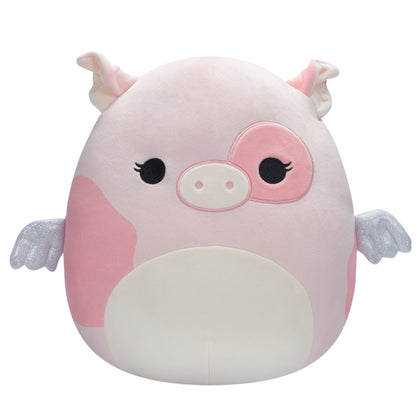 Squishmallows - Personaggi 30 cm - Peety il Maialino con le Ali a Macchie Rosa