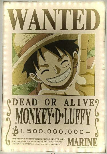 Teknofun - One Piece LED Wall Lamp Light Wanted Luffy 30 cm