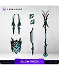 MetaTravelers Legendari Glow Weapons Pack – Set di 7 accessori luminosi al buio per action figure