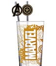 Marvel Bicchiere in Vetro con Cannuccia Metallica Avengers 485 ml