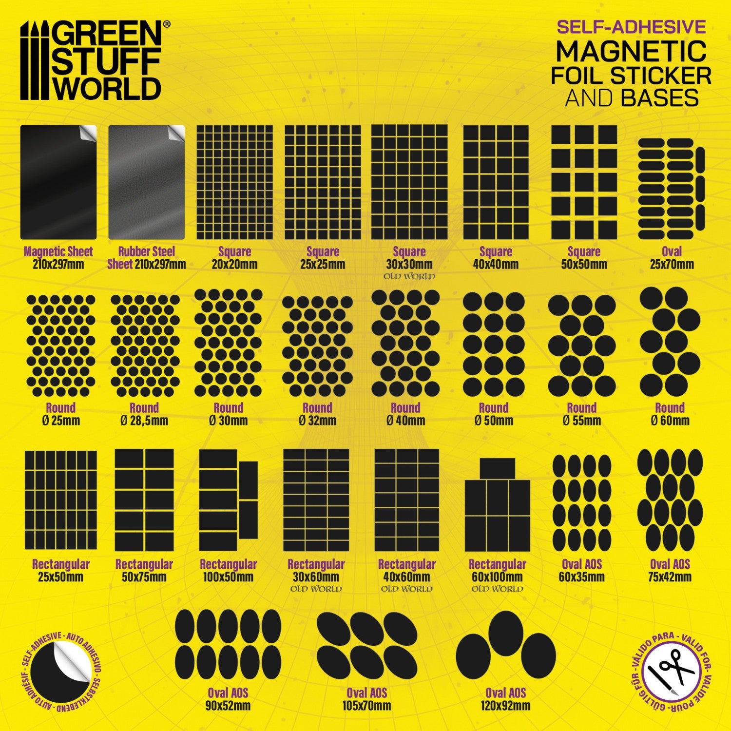 Greestuff World - Oval Magnetic Sheet SELF-ADHESIVE - 90x52mm