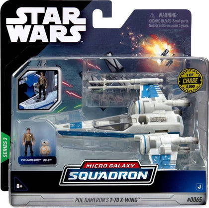Jazwares - Star Wars - Micro Galaxy Squadron - Veicoli 13 cm -  Poe Dameron's T-70 X-Wing #0065  (Chase Version)