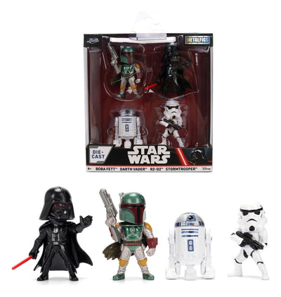 Star Wars Mini Figure in Metallo Pressofuso 4-Pack Wave 1 – Darth Vader, Stormtrooper, R2-D2, Boba Fett – Jada Toys