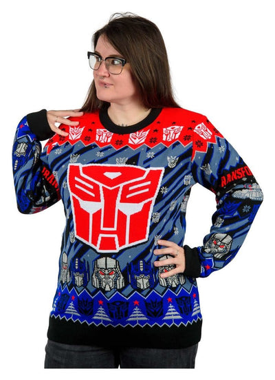 Maglione Natalizio Transformers Taglia XXL con Optimus Prime e Megatron