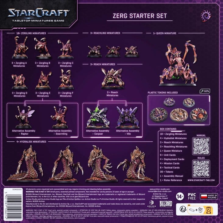 StarCraft TMG Starter Set Zerg - Gioco da tavolo di miniature Archon Studio