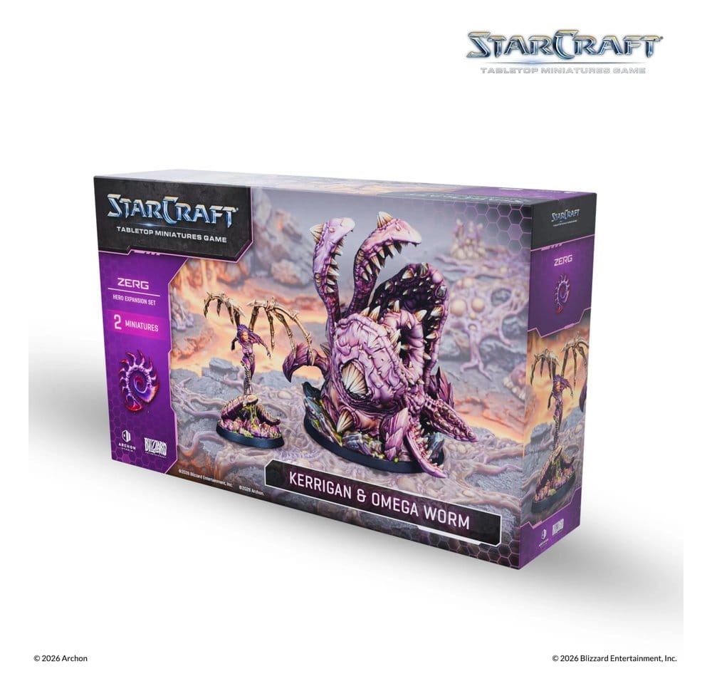 StarCraft TMG Hero Expansion Set Zerg: Kerrigan & Omega Worm - Set di espansione per miniature Archon Studio
