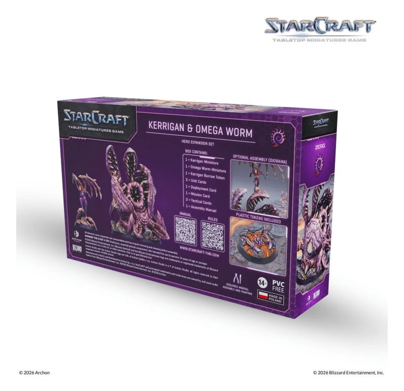 StarCraft TMG Hero Expansion Set Zerg: Kerrigan & Omega Worm - Set di espansione per miniature Archon Studio
