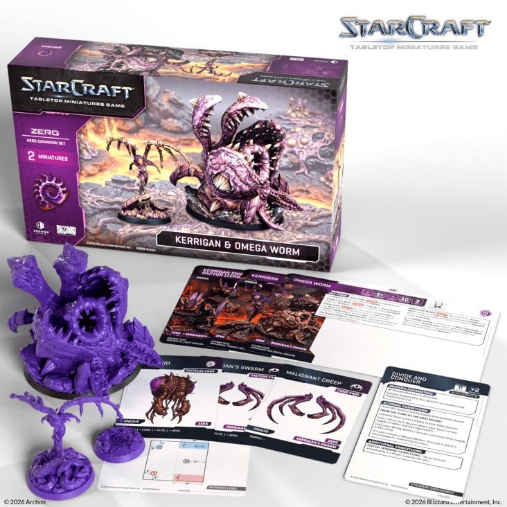 StarCraft TMG Hero Expansion Set Zerg: Kerrigan & Omega Worm - Set di espansione per miniature Archon Studio