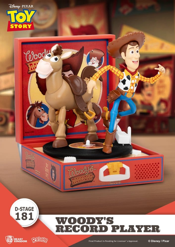 Toy Story Diorama Record Player Woody e Bullseye 13 cm Beast Kingdom
