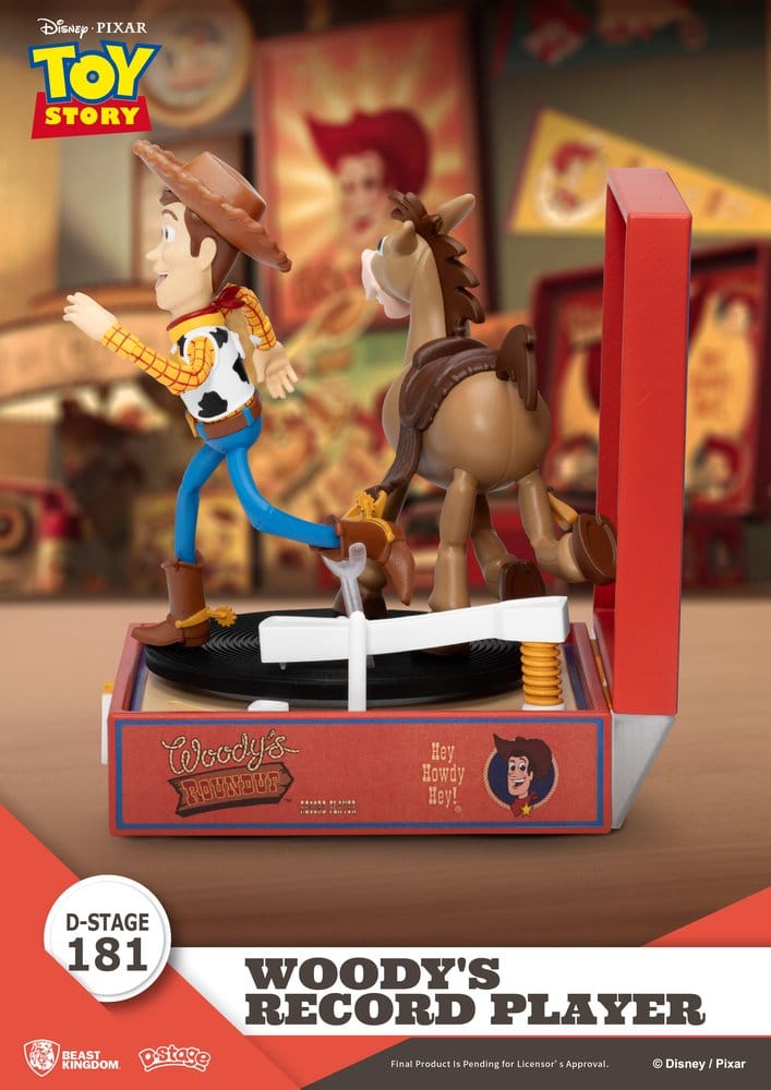 Toy Story Diorama Record Player Woody e Bullseye 13 cm Beast Kingdom