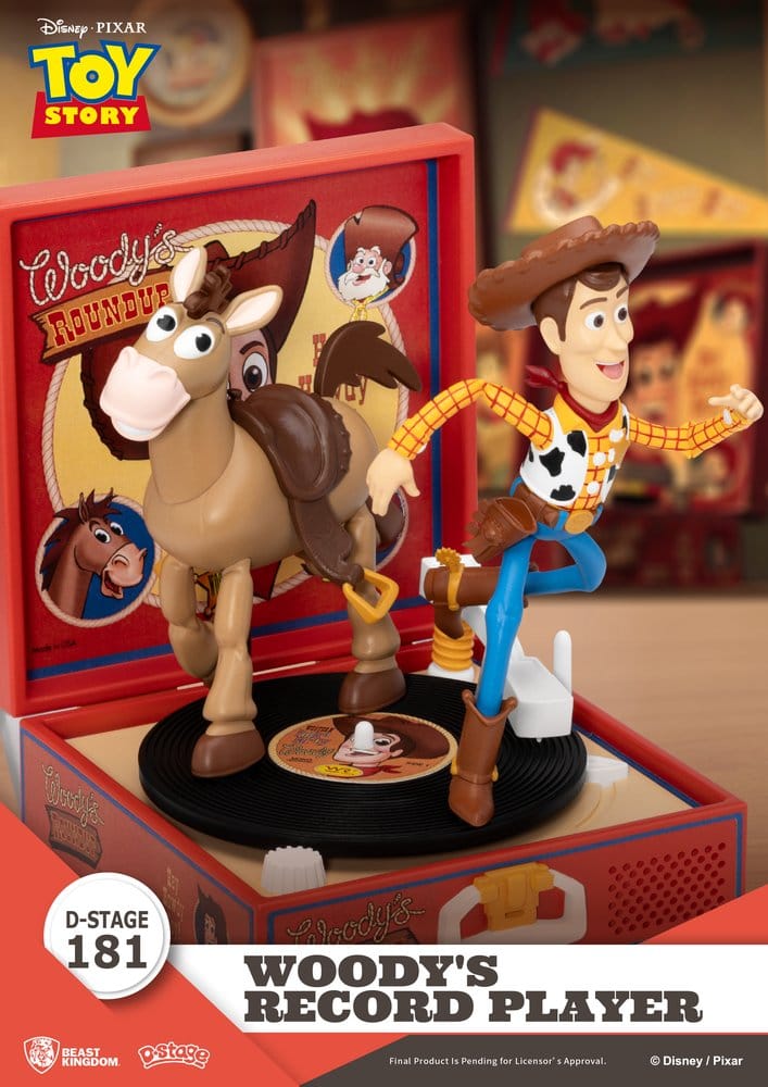 Toy Story Diorama Record Player Woody e Bullseye 13 cm Beast Kingdom