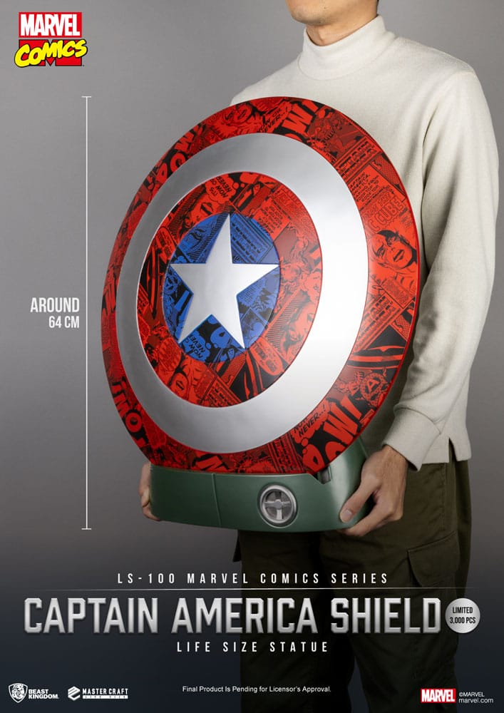 Marvel Comics Captain America Scudo a Grandezza Reale 64 cm – Statua in PVC Beast Kingdom Master Craft
