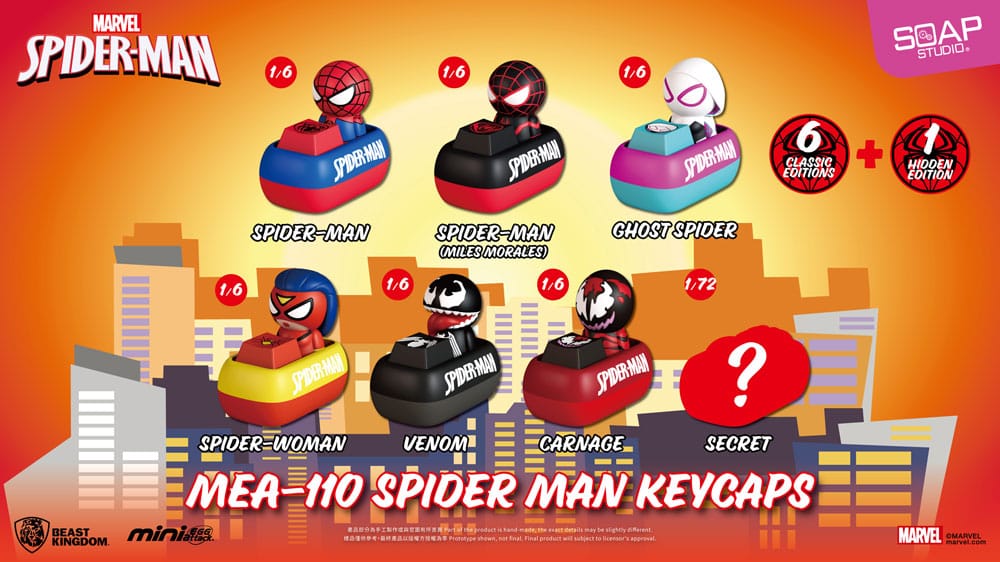 Spider-Man Mini Egg Attack Blind Box Figure Keycap 5 cm – Assortimento da 6