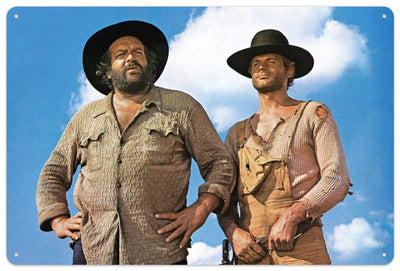 Bud Spencer & Terence Hill Cartello in Lamiera Blue Sky 20 x 30 cm - Blechwaren Fabrik Braunschweig