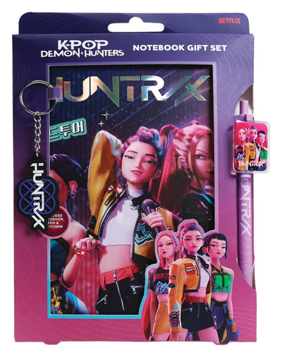 KPop Demon Hunters Notebook Gift Set Huntr/x - Quaderno, Portachiavi e Penna