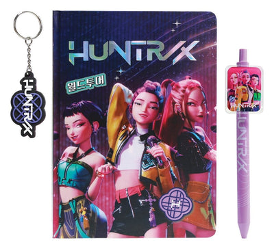 KPop Demon Hunters Notebook Gift Set Huntr/x - Quaderno, Portachiavi e Penna