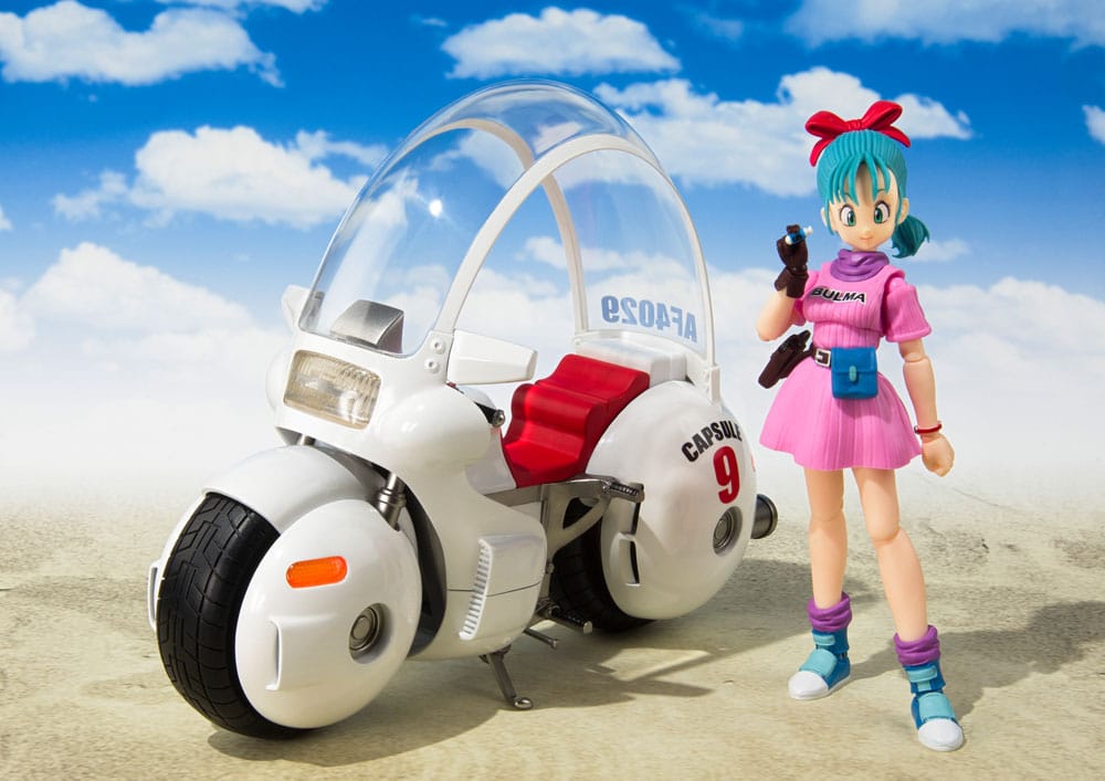 Dragon Ball S.H.Figuarts – Moto di Bulma Hoipoi Capsule n. 9 con minifigure di Goku, 17 cm