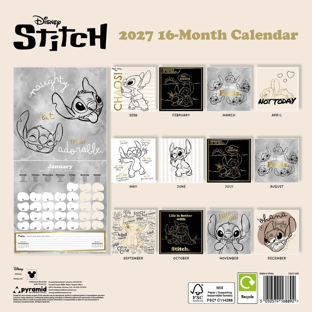 Calendario Stitch 2027 Life is Better with Stitch 30 x 30 cm Pyramid International