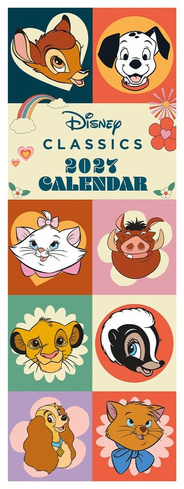 Calendario da parete slim Disney Classics Calendar 70s Feeling 2027 42 x 15 cm Pyramid International