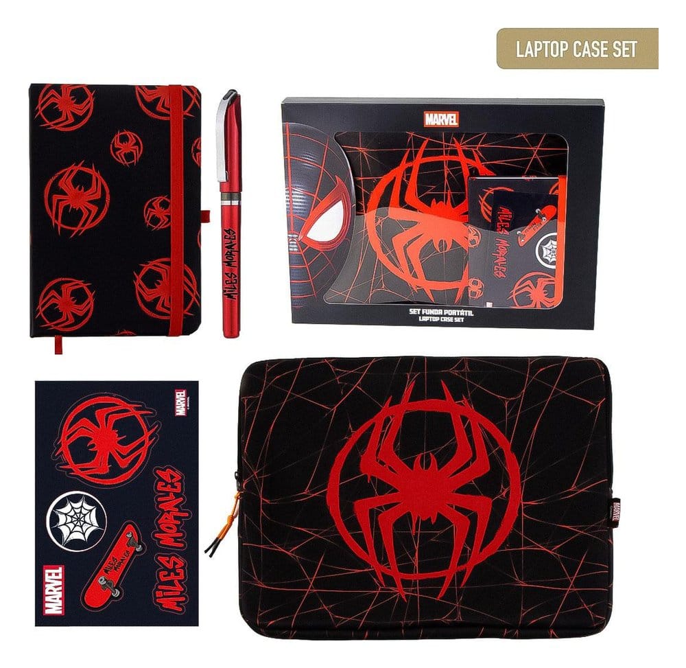 Set Regalo Marvel Spider-Man con Borsa per Laptop, Quaderno, Adesivi e Penna Cerda