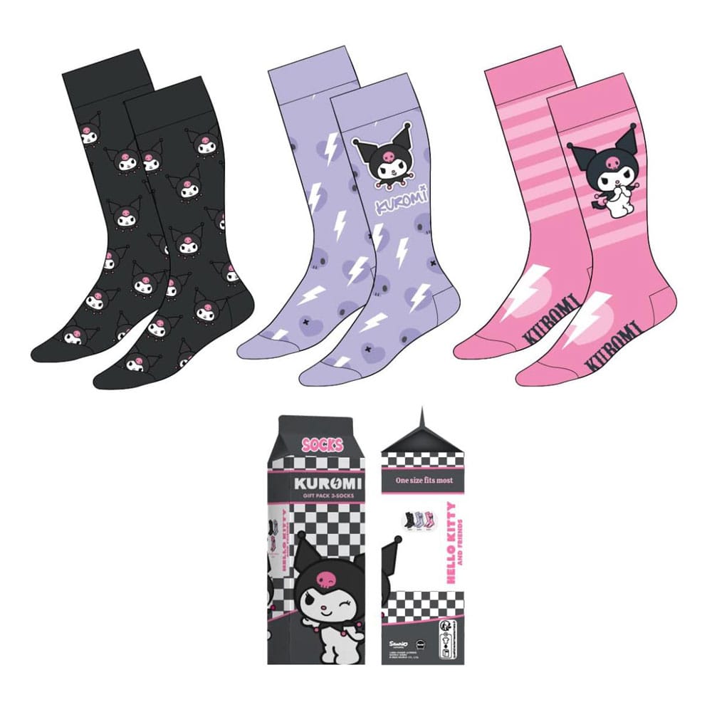 Sanrio Calzini Kuromi 3 Paia Taglia 36-43 Cerdá