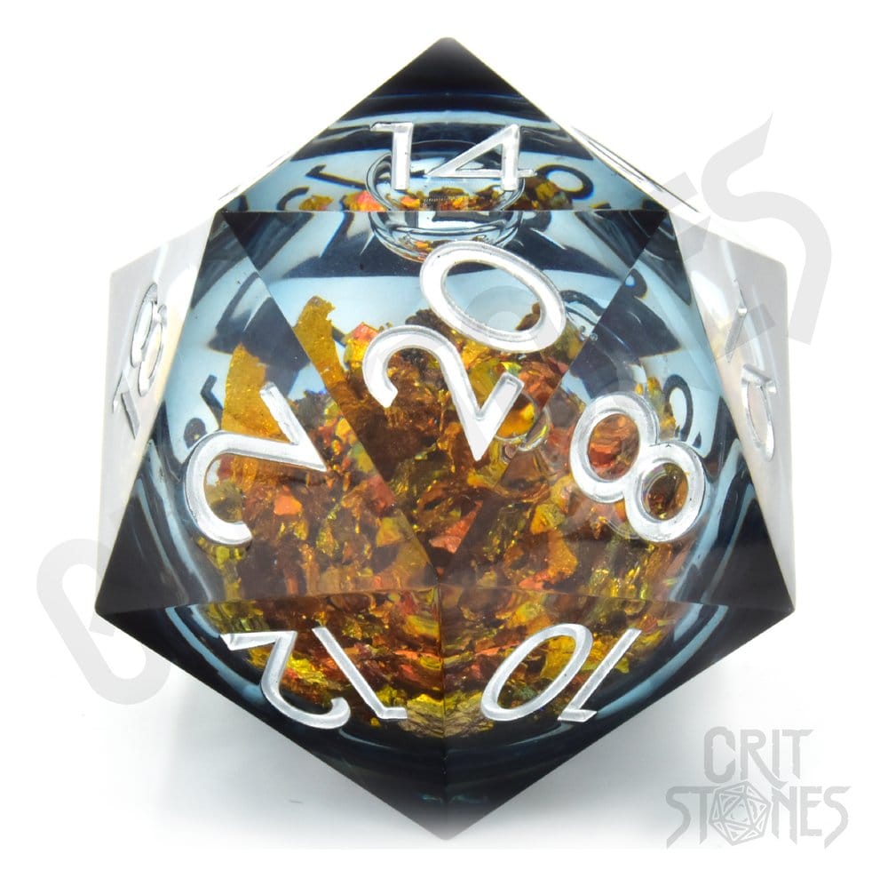 CritStones D20 King Midas con nucleo liquido, dado da 5 cm - Glassstaff