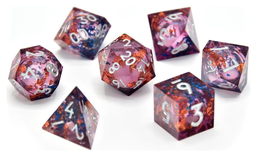 CritStones Liquid Core Set di Dadi Fey Mist (7) - Dadi in Resina con Nucleo Liquido Glassstaff
