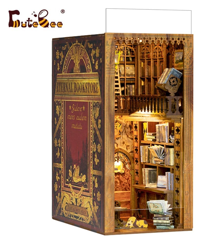 CuteBee Eternal Bookstore Book Nook - Kit Modellismo 3D in Legno 23x11 cm