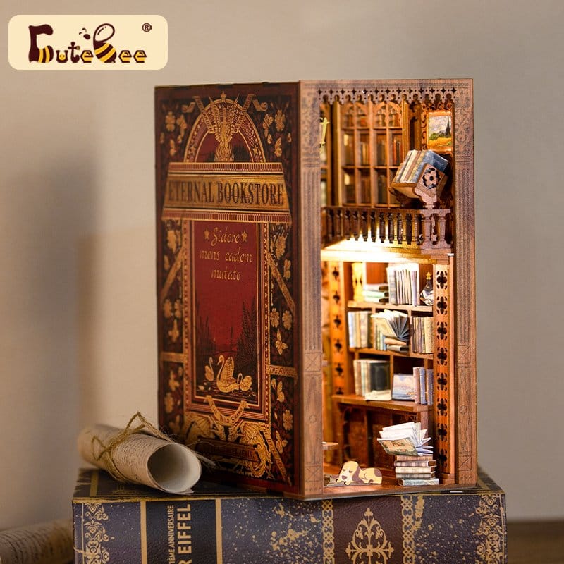 CuteBee Eternal Bookstore Book Nook - Kit Modellismo 3D in Legno 23x11 cm
