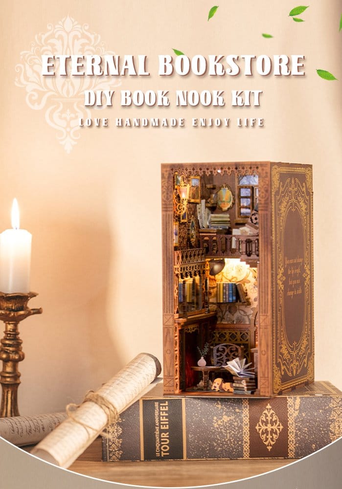 CuteBee Eternal Bookstore Book Nook - Kit Modellismo 3D in Legno 23x11 cm