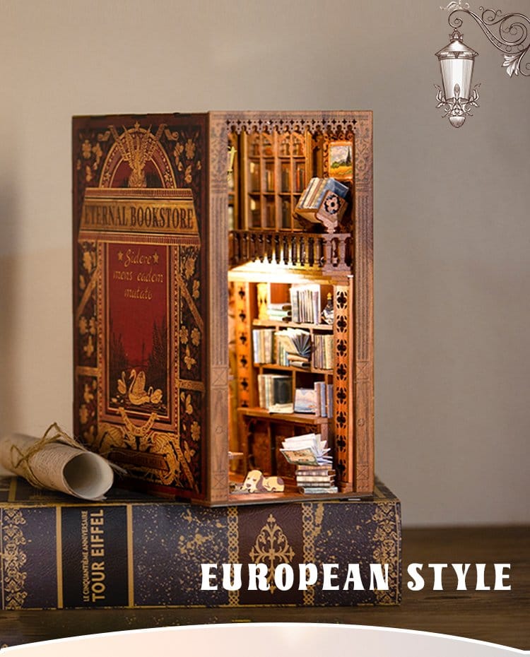 CuteBee Eternal Bookstore Book Nook - Kit Modellismo 3D in Legno 23x11 cm