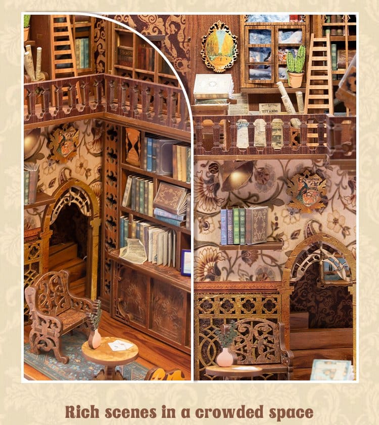 CuteBee Eternal Bookstore Book Nook - Kit Modellismo 3D in Legno 23x11 cm