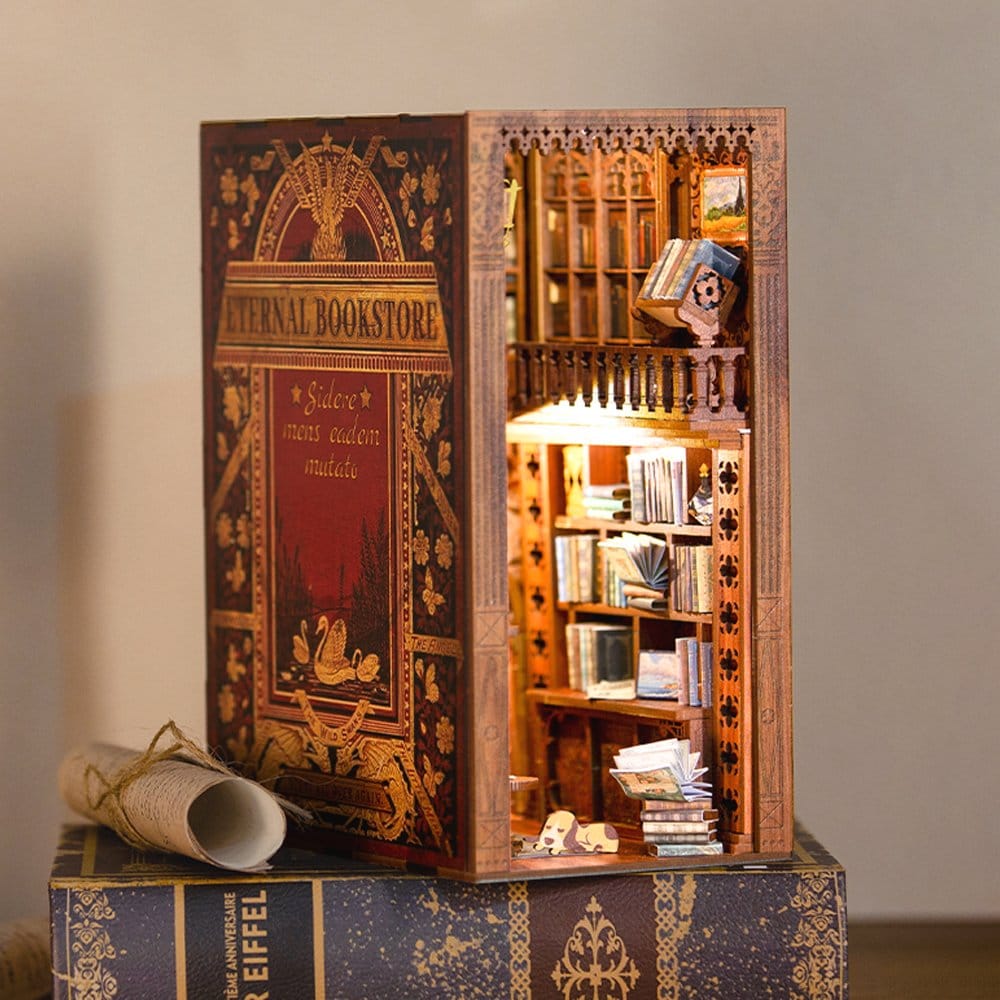 CuteBee Eternal Bookstore Book Nook - Kit Modellismo 3D in Legno 23x11 cm