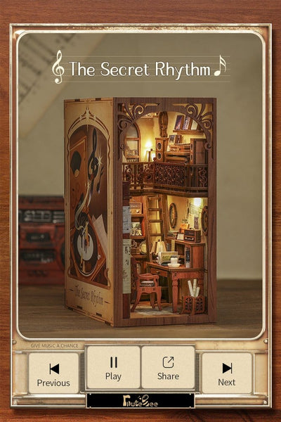CuteBee Book Nook The Secret Rhythm – Kit Modellismo 3D in Legno 23x11 cm