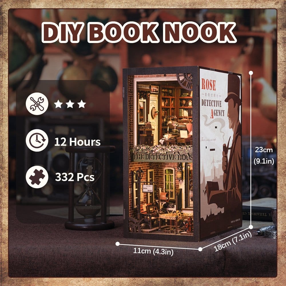 CuteBee Book Nook Rose Detective Agency – Kit Modellismo 3D in Legno 23 x 11 cm