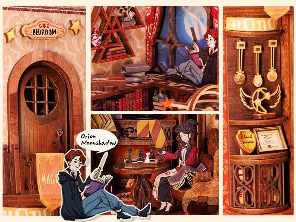 Book Nook Flame Common Room 23 x 11 cm - CuteBee Kit 3D in Legno