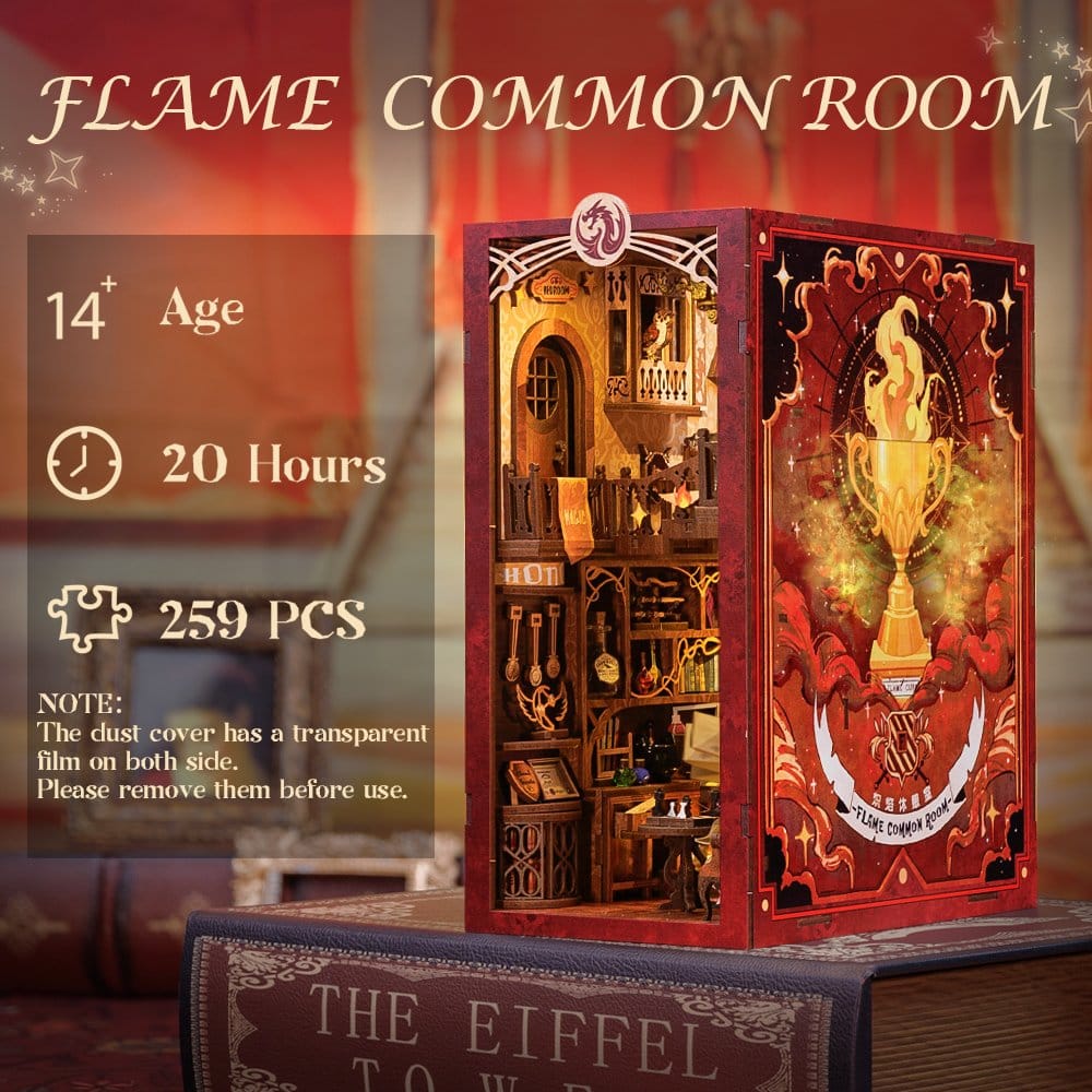 Book Nook Flame Common Room 23 x 11 cm - CuteBee Kit 3D in Legno