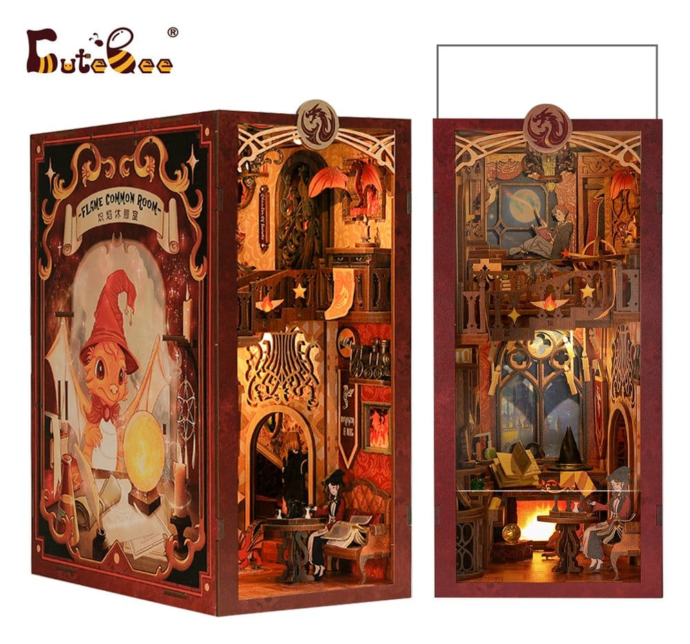 Book Nook Flame Common Room 23 x 11 cm - CuteBee Kit 3D in Legno