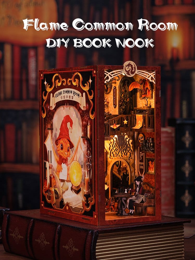Book Nook Flame Common Room 23 x 11 cm - CuteBee Kit 3D in Legno