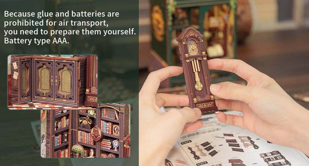 CuteBee Book Nook Owl Bookstore – Kit Modellismo 3D in Legno 17x12 cm