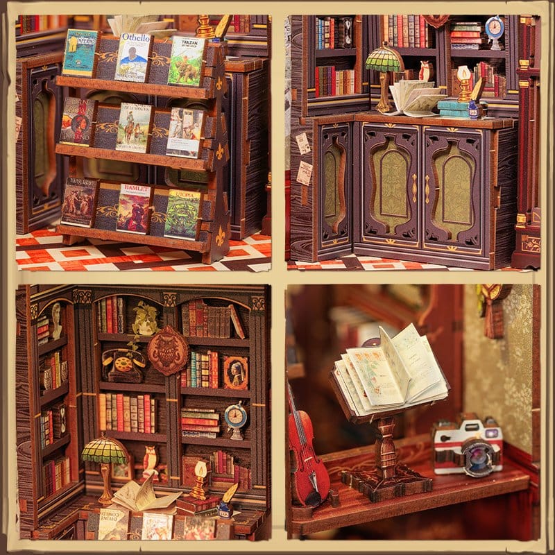 CuteBee Book Nook Owl Bookstore – Kit Modellismo 3D in Legno 17x12 cm