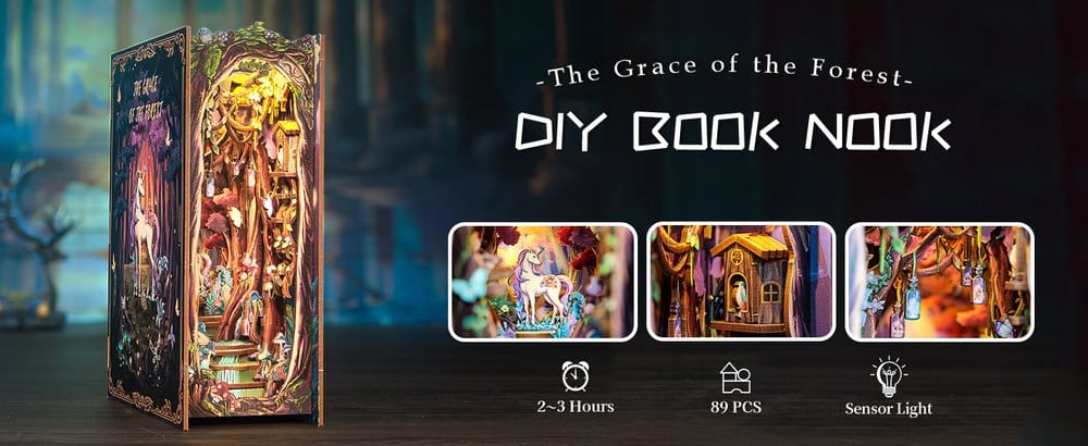 CuteBee Book Nook The Grace of Forest – Modellino 3D in Legno 22 x 8 cm