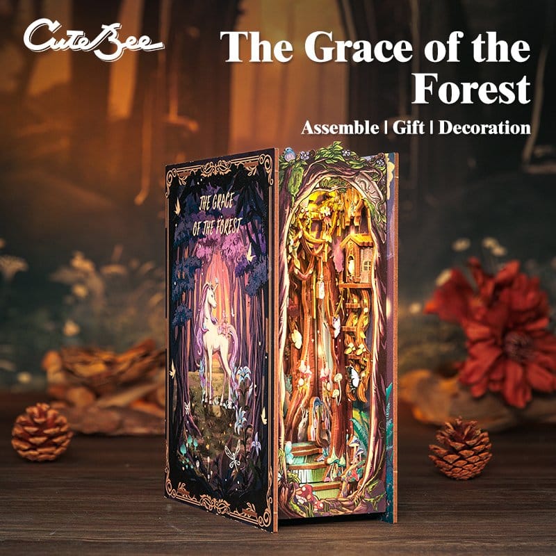 CuteBee Book Nook The Grace of Forest – Modellino 3D in Legno 22 x 8 cm