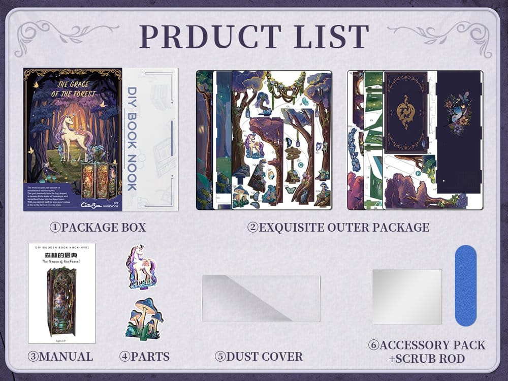 CuteBee Book Nook The Grace of Forest – Modellino 3D in Legno 22 x 8 cm