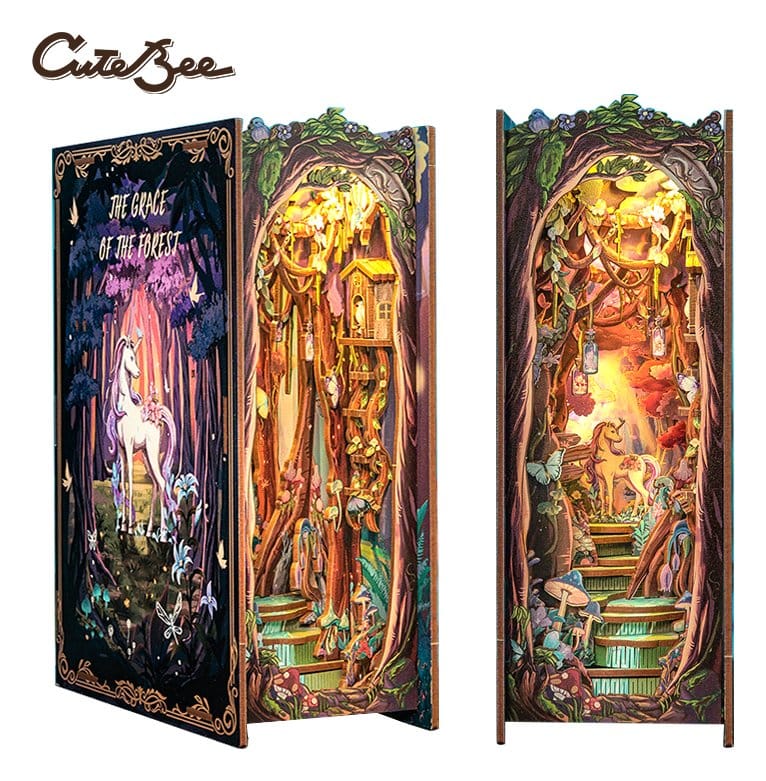 CuteBee Book Nook The Grace of Forest – Modellino 3D in Legno 22 x 8 cm